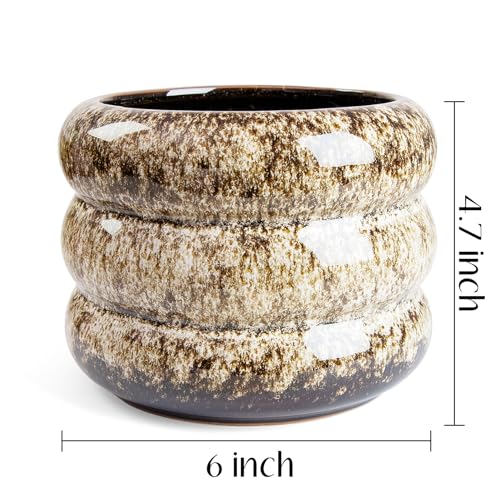 Ceramic 6 inch Plant Pot - Planter for Indoor Plants with Drainage Hole - color: White-s