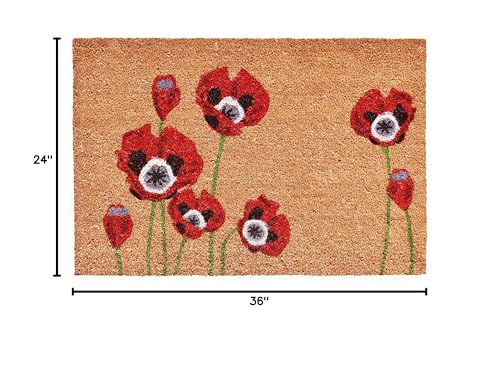 Calloway Mills Red Poppies Doormat - size: 2' x 3' (Rectangular)