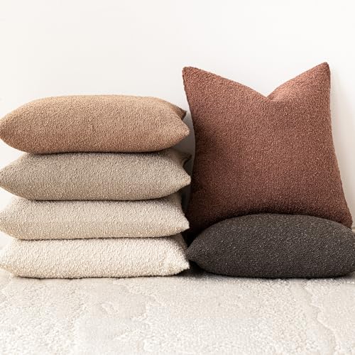 Foindtower Textured Boucle Throw Pillow Covers 16x16 Dusty Orange Hazel - color: Hazel, size: 16" x 16" (Pack of 2)