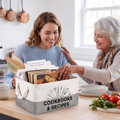 Marsui 1 Pcs Cookbook & Recipe Book Basket Cook Lover Gifts, White Gray - color: White Gray, size: Cookbook