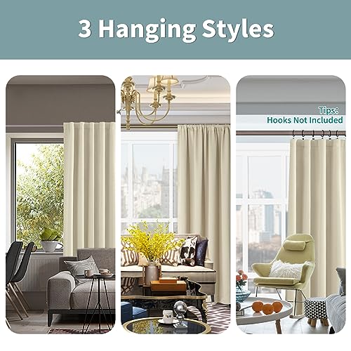 BGment Beige 100% Blackout Curtains 84 Inch Length 2 Panels Set for Bedroom - color: Beige, size: 38"W x 84"L (Pack of 2)