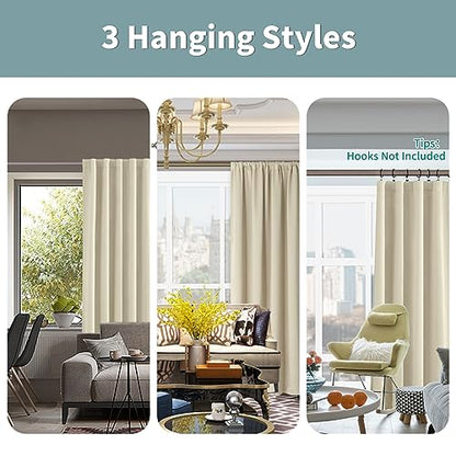BGment Beige 100% Blackout Curtains 84 Inch Length 2 Panels Set for Bedroom - color: Beige, size: 38"W x 84"L (Pack of 2)
