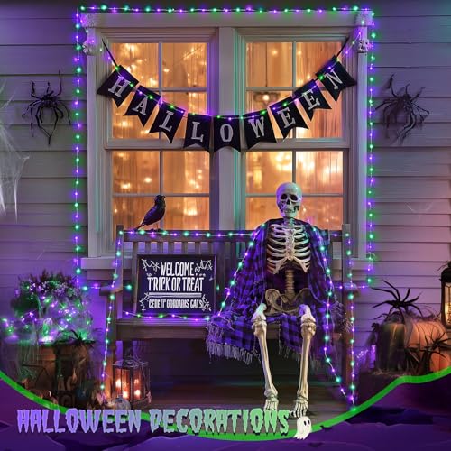 JMEXSUSS 200 LED Purple and Green Halloween Fairy Lights Plug in - color: Purple Green, size: 66FT 200LED