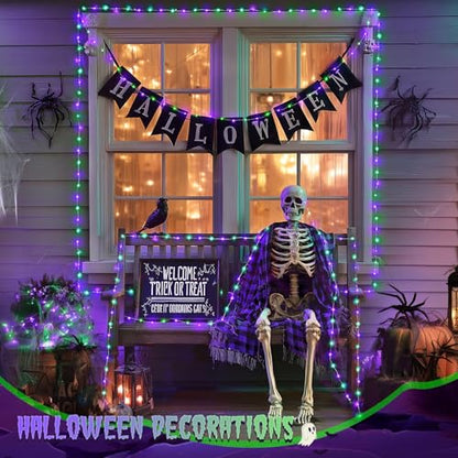 JMEXSUSS 200 LED Purple and Green Halloween Fairy Lights Plug in - color: Purple Green, size: 66FT 200LED