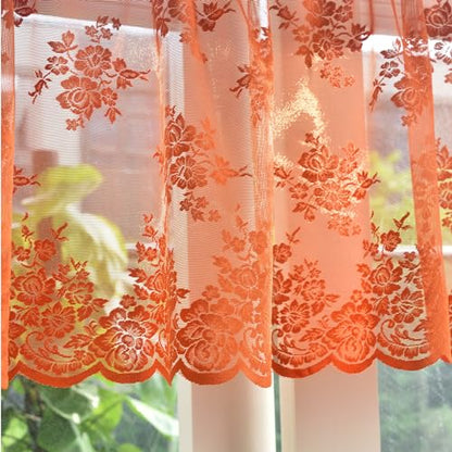 Kotile Burnt Orange Sheer Valance Curtain for Kitchen W52xL18 Inch 1 Panel - color: Burnt Orange