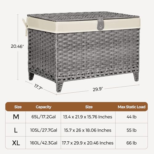 Wicker Storage Basket with Lid, 160L Shelf Basket with Removable Liner Bag - color: Grey, size: 160L