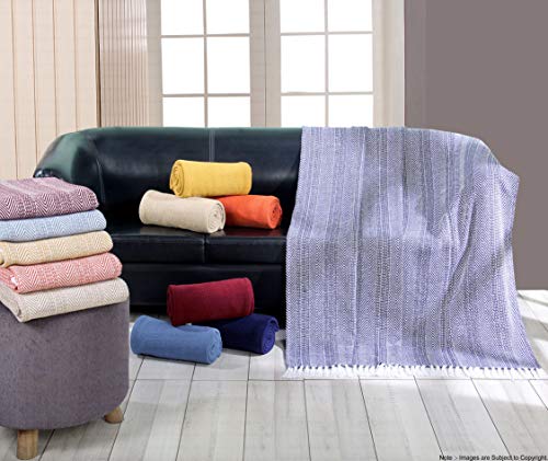 Luxurious Hand Woven Cozy Warm Combed Cotton All Season Indoor Outdoor Light Weight Fade Resistant Couch Chair Bed Throw Blankets Batik 50x60 Inch Set of 2 (Yellow) - color: Yellow