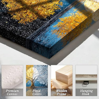 crmotu Modern Oversized Wall Art, Abstract Landscape Wall Pictures 29"x57" - color: Gold and Blue, size: 57"L x 29"W
