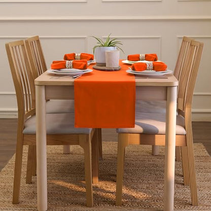 Encasa XO Table Runner, Cotton Canvas Dining Runner 13"x59" - color: Orange, size: 13x59 in
