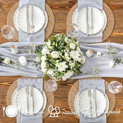 24 Pcs 13 in Round Woven Placemats Boho Charger,Khaki,Natural - color: Khaki, style: Natural