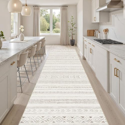 cotiled Hallway 2.6x8 Runner Rugs Washable Boho Moroccan Soft Rug - color: Light Brown/Cream, size: 2.6' x 10' (Runner)
