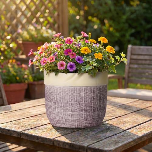 8 Inch Plant Pot, Ceramic Planter, Round Pot for Plants, Purple - color: Purple, size: 8 Inch