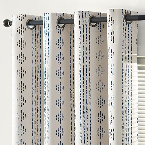jinchan Boho Blackout Curtains 63 Inch Length for Bedroom Living Room - color: Boho | Blue on Beige, size: 52"W x 63"L (Pack of 2)