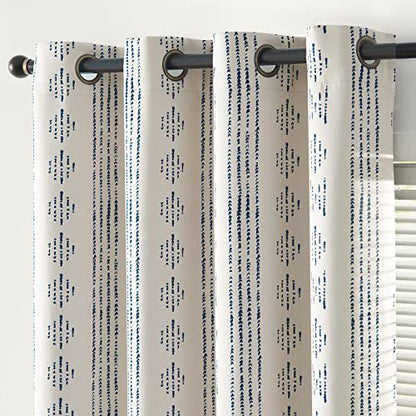 jinchan Boho Blackout Curtains 63 Inch Length for Bedroom Living Room - color: Boho | Blue on Beige, size: 52"W x 63"L (Pack of 2)