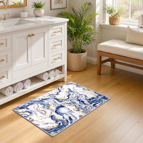 Yamaziot 2x3 Washable Modern Abstract Area Rug Non-Slip Entryway Rug - color: Blue, size: 2x3ft
