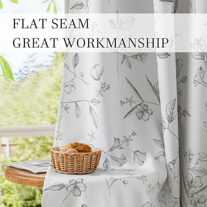 ChrisDowa 100% Grey Blackout Floral Curtains 108 Inches Long 2 Panels - color: Grey, size: 52"W x 108"L (Pack of 2)
