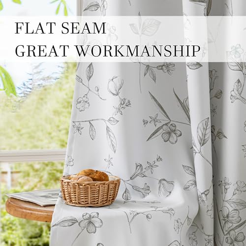 ChrisDowa 100% Grey Blackout Floral Curtains 72 Inches Long 2 Panels - color: Grey, size: 52"W x 72"L (Pack of 2)