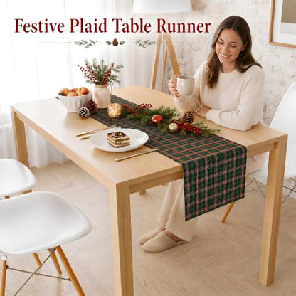 Christmas Decorations - Red Green Plaid Christmas Table Runner - color: Christmas Plaid