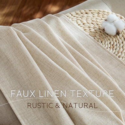 NICETOWN Natural Faux Linen Curtains 63 Inch Length 2 Panels, W55xL63 - color: Natural, size: 55"W x 63"L (Pack of 2)