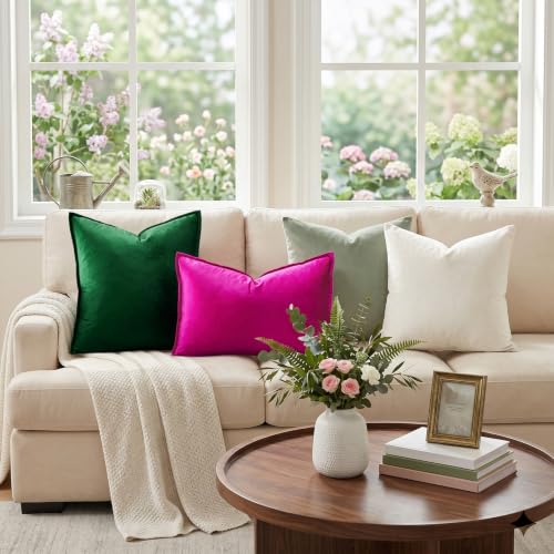 GIGIZAZA Green Velvet Lumbar Throw Pillow Covers 12x20 Inch Pack of 2 - color: Green, size: 20" x 12" (Pack of 2)
