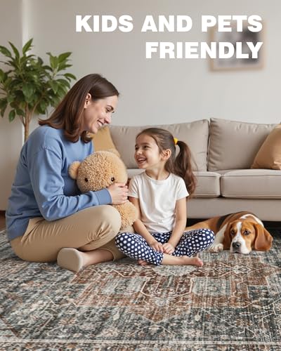 Roxstand 2x6 Washable Runner Rug, Non Slip Hallway Rugs Grey/Brown/Tan - color: Grey/Brown/Tan, size: 2'x6'(Runner)