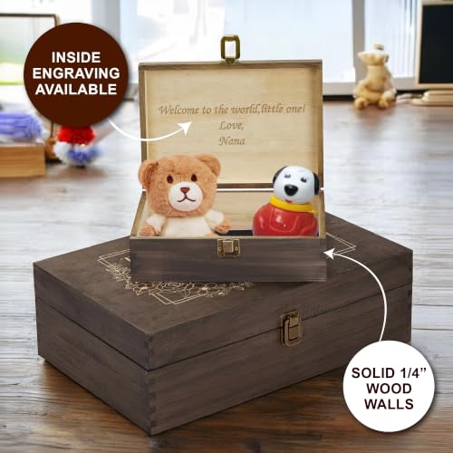 Personalized Time Capsule Box, Engraved Wooden Keepsake Box with Lid - style: 13. Time Capsule Designs