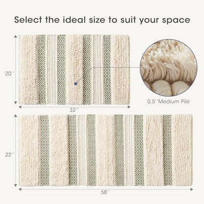 INK+IVY Asher Non-Slip Bath Rug Absorbent Quick Dry, 20 x 32, Sage Green - color: Sage Green, size: 1'8" x 2'8" (Rectangular)