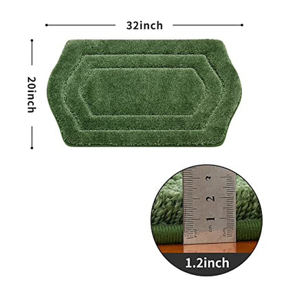 COSY HOMEER Plush Non-Slip Bath Mat, Green, 20" x 32" - color: Green, size: 20" x 32" (Oval)