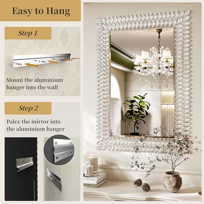 Kelly Miller 28"x40" Jeweled Luxury Rectangle Decorative Wall Mirror - size: 40"L x 28"W