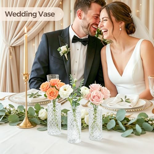 ComSaf Small Glass Bud Vases in Bulk, 12 Pack for Centerpieces, Clear - color: Clear, size: 12 Pcs