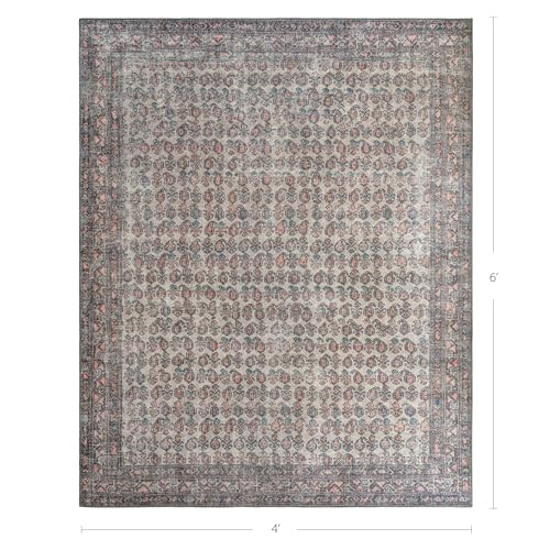 Humble Cypress 4’ x 6’ Ivory Cream Accent Rug - Persian-inspired design - size: 4' x 6' (Rectangular)