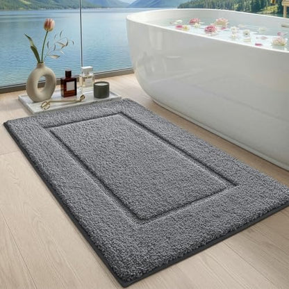 DEXI Bath Mat 43x24, Soft Absorbent Bathroom Rugs Non Slip, Grey - color: Grey, size: 43" X 24" (Rectangular)