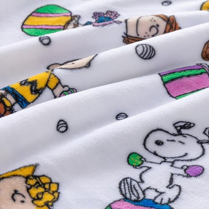Berkshire Peanuts® VelvetLoft® Cute Character Snoopy Plush Throw Blanket,Easter Gang 2025 White,Throw 55 in x 70 in (Official Peanuts® Product) - color: Easter Gang 2025 White, size: Throw (55 in x 70 in)