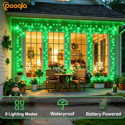 Pooqla Green String Lights Battery Operated, 2x100 LED Halloween Lights - color: Green, size: 100 LED x2