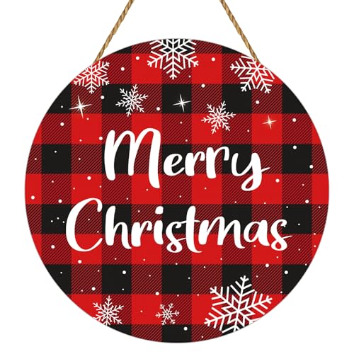Christmas Door Decorations Buffalo Plaid Christmas Decor Snowflake Wreath