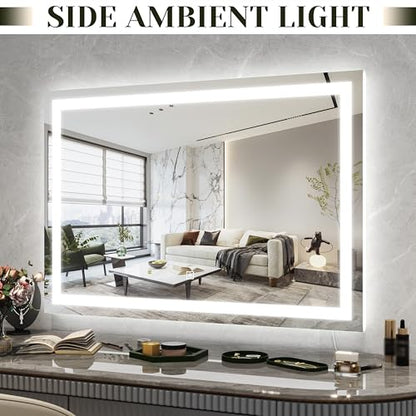 ROLOVE 32x22 Lighted Vanity Mirror, Wall-Mounted, Detachable 10X Magnifier - color: White, size: 22"L x 32"W
