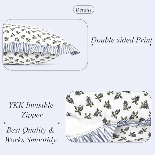 Ridhi Baby Blossoms Block Print Ruffle Pillow Covers 18x18 Inch Set of 2 - color: Baby Blossoms, size: 18" x 18" (Pack of 2)