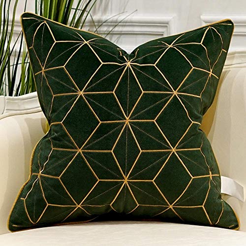 Avigers Throw Pillow Cover 18 x 18 Inch, Green Gold, Velvet, Hidden Zipper - color: Green,gold, size: 18" x 18" (Pack of 1)