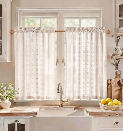 Miss Adola 36 Inch Length Kitchen Tier Curtains, Striped Farmhouse - color: Striped Farmhouse, size: 28"W x 36"L (Pack of 2)