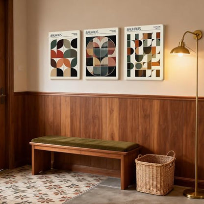 Doqueodas 3Pcs Bauhaus Geometric Canvas Wall Art Set, 12x16 inch framed - color: Bauhaus Art Framed, size: 16"Lx 12"W