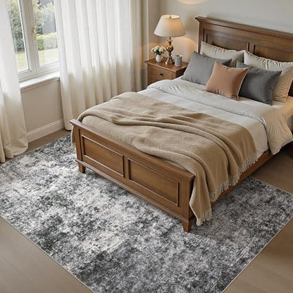 DMOYEST Area Rug Living Room Rugs 5x7 Washable Abstract Grey Carpet - color: Grey, size: 5' x 7' (Rectangular)