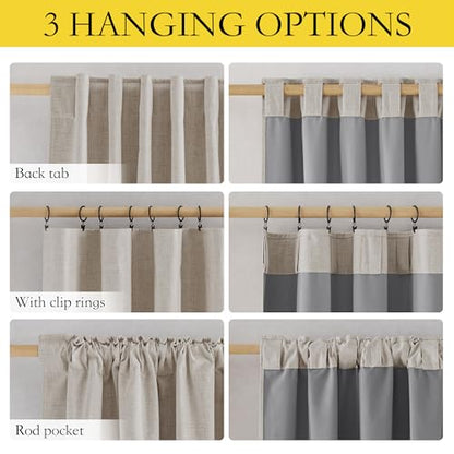NICETOWN 100% Blackout Linen Curtains for Bedroom/Living Room 90" L, 2 PCs (Pack of 2) - color: Natural, size: 52"W x 90"L (Pack of 4)