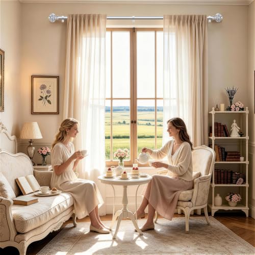 USFOOK Silver Curtain Rods for Windows 48 to 84, Decorative Drapery Rod - color: Silver, size: 48-84"