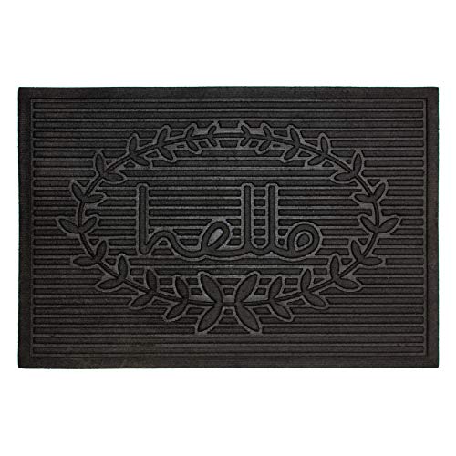 Calloway Mills 106432436 Poly Hello Indoor/Outdoor Mat, 24" x 36", Black - color: Black, size: 2' x 3' (Rectangular)