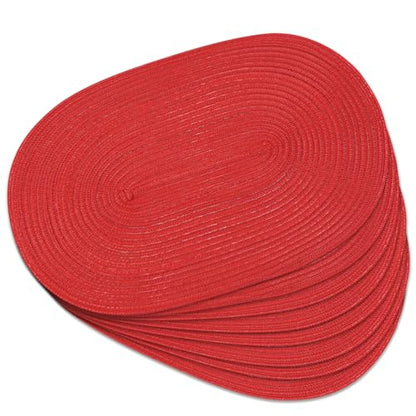 Placemats Set of 8, Woven Oval Braided Dining Table Mats(Red Shine) - color: Red Shine, size: 8 pcs
