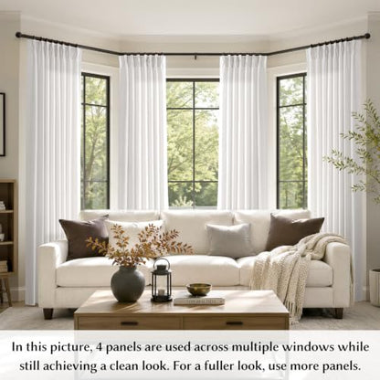 Semi Sheer Pinch Pleated Linen Curtains for Living Room 90 Inches, White - color: White, size: 40"W x 90"L (Pack of 2)