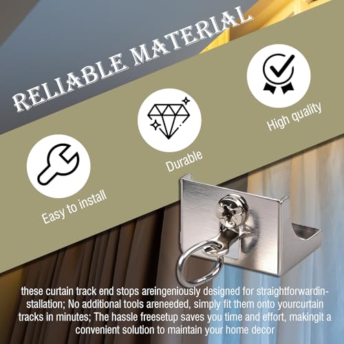 Curtain Track End Caps Quiet Curtain Rail Stop Replacement Accessories for Ceiling Track & Window Hanging Rod 8 Pack