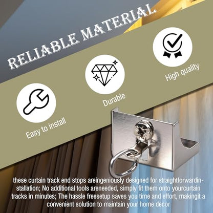 Curtain Track End Caps Quiet Curtain Rail Stop Replacement Accessories for Ceiling Track & Window Hanging Rod 8 Pack