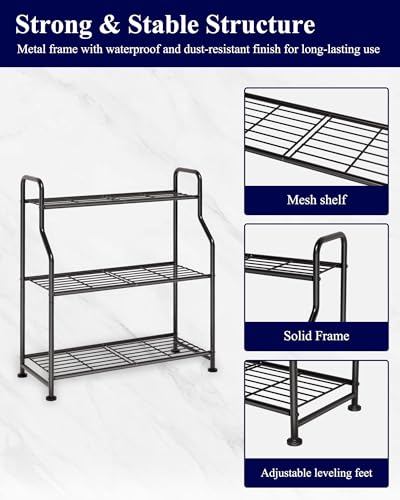 Kitsure Metal Plant Stand Indoor & Outdoor, 27" Wide - 3 Tier, Black - size: 27" Wide - 3 Tier