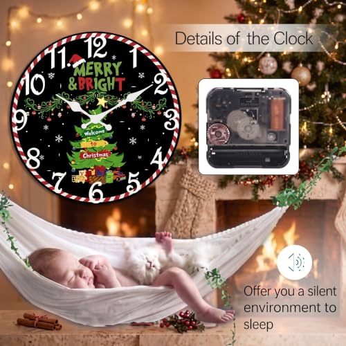 ArtSocket Round Wall Clock Silent Non-Ticking 12", Christmas Celestial - color: Christmas Tree 04